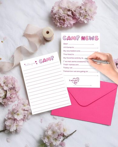 10 مجموعة معسكر ثابتة ، ورقة قرطاسية معسكرات Sleepaway Camp ومتطلبات ، أساسيات المعسكر الصيفي للبنين والبنات (الوردي) in Kuwait