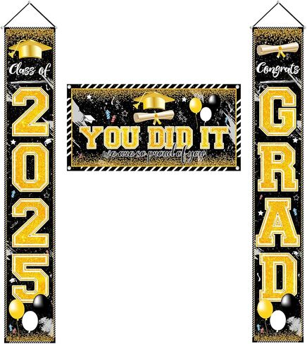 Pink Graduation Decorations Graduation Banner Class of 2025 Congrats Grad Porch Sign Banner and You Did It Graduation Backdrop for High School College Graduation Party Supplies in Kuwait