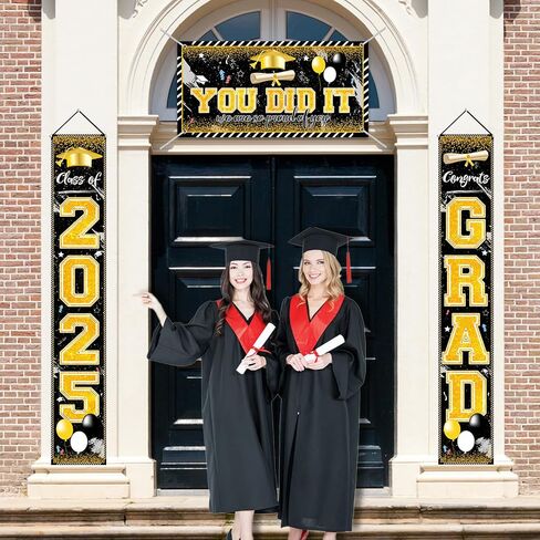 Pink Graduation Decorations Graduation Banner Class of 2025 Congrats Grad Porch Sign Banner and You Did It Graduation Backdrop for High School College Graduation Party Supplies in Kuwait