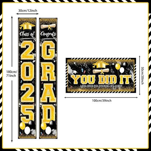 Pink Graduation Decorations Graduation Banner Class of 2025 Congrats Grad Porch Sign Banner and You Did It Graduation Backdrop for High School College Graduation Party Supplies in Kuwait