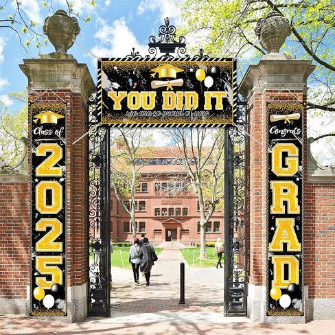 Pink Graduation Decorations Graduation Banner Class of 2025 Congrats Grad Porch Sign Banner and You Did It Graduation Backdrop for High School College Graduation Party Supplies in Kuwait