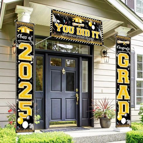 Pink Graduation Decorations Graduation Banner Class of 2025 Congrats Grad Porch Sign Banner and You Did It Graduation Backdrop for High School College Graduation Party Supplies in Kuwait