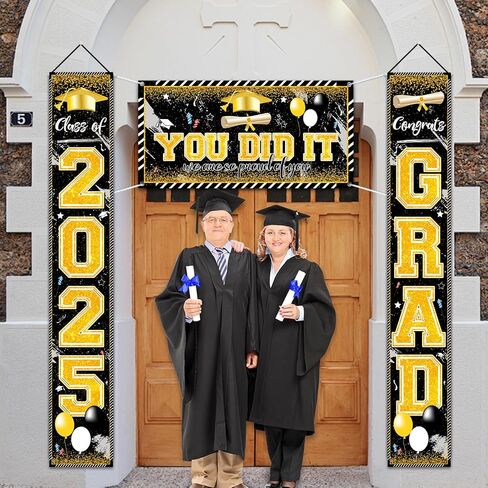 Pink Graduation Decorations Graduation Banner Class of 2025 Congrats Grad Porch Sign Banner and You Did It Graduation Backdrop for High School College Graduation Party Supplies in Kuwait