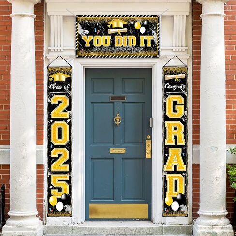 Pink Graduation Decorations Graduation Banner Class of 2025 Congrats Grad Porch Sign Banner and You Did It Graduation Backdrop for High School College Graduation Party Supplies in Kuwait