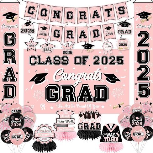 Graduation Decorations Class of 2025 Blue and Gold Graduation Party Decor Set include Congrats Grad Banner Backdrop Class of 2025 Balloons Party Supplies in Kuwait