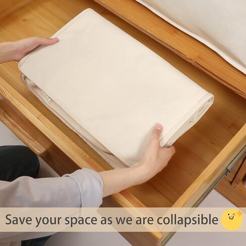 Canvas Comforters Bags Closet Organizers and Storage for Quilts Clothes Organization Containers Bins with Sturdy Zipper, Clear Window 75L for Sweaters Blankets Storage Bedroom Collapsible in Kuwait