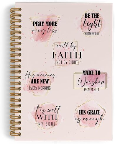 Christian Bible Spiral Notebook for Women, Walk by Faith Not by Sight Journal Notebook, Inspirational Christian Notebooks for School Work, Bible Scripture Office Supplies Gifts for Girls,5.5x8.3 in Saudi Arabia