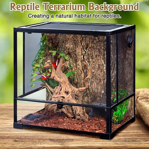 Fhiny 2 PCS Cork Bark Background, 11.6" x 7.7" Natural Cork Bark for Reptiles Tank Backdrop Reptile Climbing Wall Terrarium Decor Accessories for Turtle Beared Dragon Chameleon Snake in Kuwait