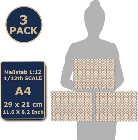 3 Sheets Self-Adhesive Wallpaper for Dollhouses Scale 1:12 Modern Wallpaper Art Deco Wallpaper Artdeco Wallpaper (Pink Stripes) in Kuwait