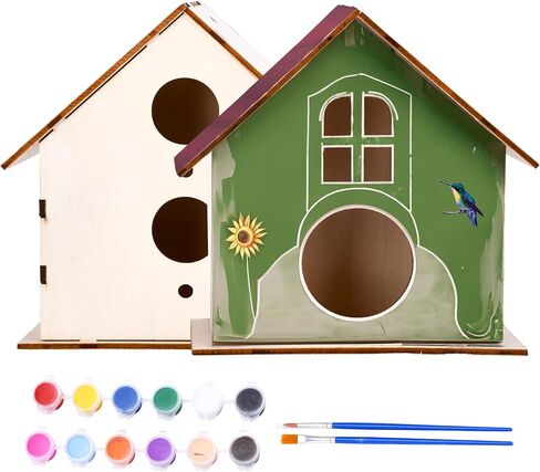 Neliblu Bird Houses to Paint for Kids - Wooden - 12 Pc, Plywood, Durable Material, Educational Fun, Complete Set, Child-Safe, Bulk Crafts - Paint a Bird House Kit for Kids in Saudi Arabia
