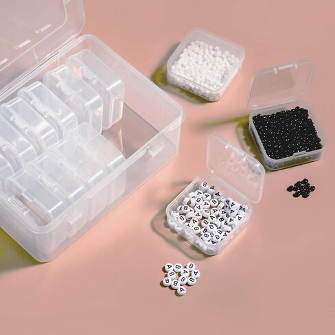 15-Piece Bead Organizer Box Set, Mini Clear Plastic Storage Containers with Lids, Ideal for Beads, Jewelry Making, Nail Art, Craft Supplies and Small Items, Durable and Portable in Kuwait