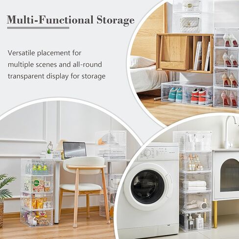 Storage Bins with Lids, 6 Pack Clear Plastic Storage Containers with Magnetic Acrylic Door, 19 Qt Stackable Storage Box for Home,Office Organizing in Kuwait