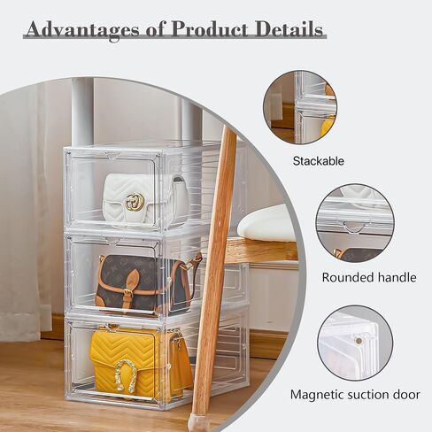 Storage Bins with Lids, 6 Pack Clear Plastic Storage Containers with Magnetic Acrylic Door, 19 Qt Stackable Storage Box for Home,Office Organizing in Kuwait