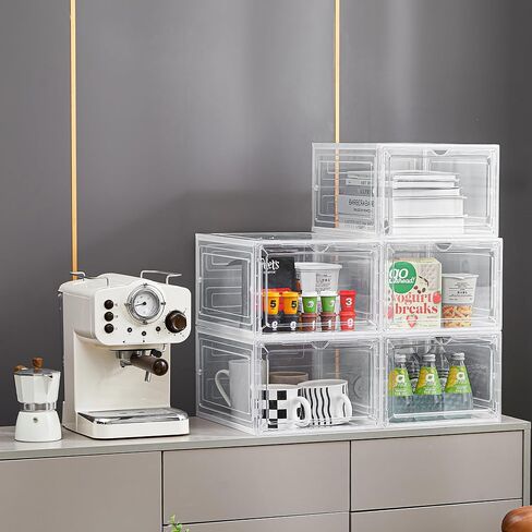 Storage Bins with Lids, 6 Pack Clear Plastic Storage Containers with Magnetic Acrylic Door, 19 Qt Stackable Storage Box for Home,Office Organizing in Kuwait