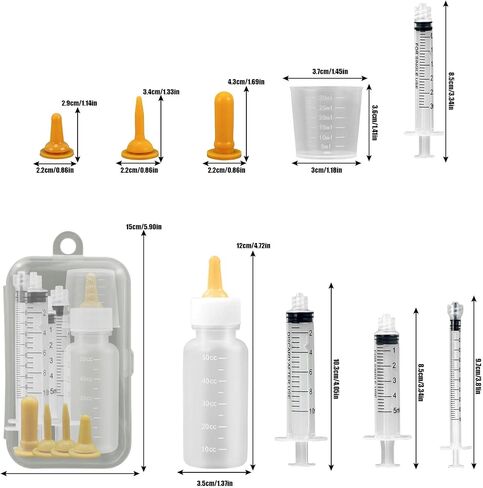 Pet Feeding Syringe with Nipple, Silicone Feeding Tools for Kitten Puppy Feeding Syringe for Newborn Cat Dog Small Animals Rabbits (10ml+30ml) in Saudi Arabia