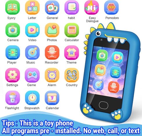 Lapare Kids Phone for Boys, Touchscreen Toy Phone with Dual Camera, Music & Games, Pretend Learning Toy Phone for Toddler with 32GB SD Card in Kuwait