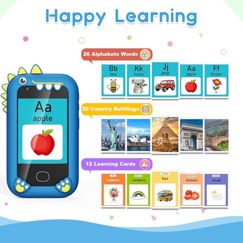 Lapare Kids Phone for Boys, Touchscreen Toy Phone with Dual Camera, Music & Games, Pretend Learning Toy Phone for Toddler with 32GB SD Card in Kuwait