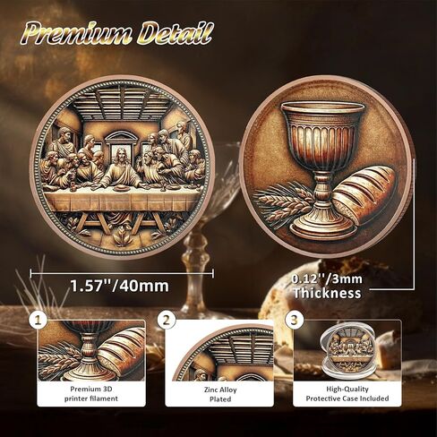 David and Goliath Christian Challenge Coin - Gold Cross Psalm 27:1 Jesus Religious Token - Art God Pocket Bible Verses Coins for Study - Good Luck Commemorative Gifts for Men Women Kids in Kuwait