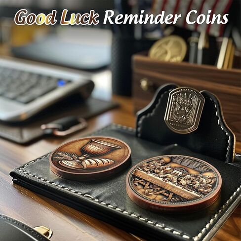 David and Goliath Christian Challenge Coin - Gold Cross Psalm 27:1 Jesus Religious Token - Art God Pocket Bible Verses Coins for Study - Good Luck Commemorative Gifts for Men Women Kids in Kuwait