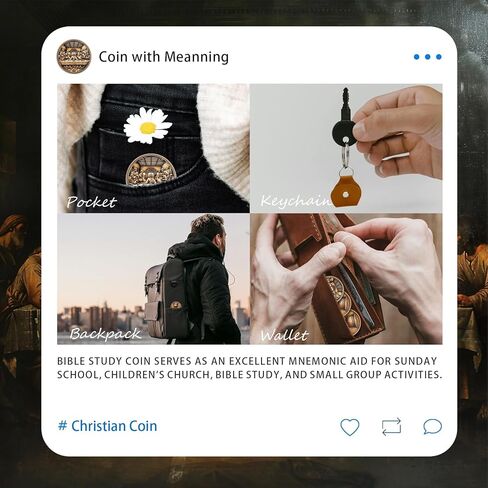 David and Goliath Christian Challenge Coin - Gold Cross Psalm 27:1 Jesus Religious Token - Art God Pocket Bible Verses Coins for Study - Good Luck Commemorative Gifts for Men Women Kids in Kuwait