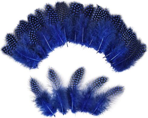 THARAHT 120pcs Spotted Small Natural Bulk Feathers 2-3 Inches for for Sewing Crafts Clothing Jewelry Wedding Hair Hats Dream Catcher Decoration Guinea fowl Feathers in Kuwait