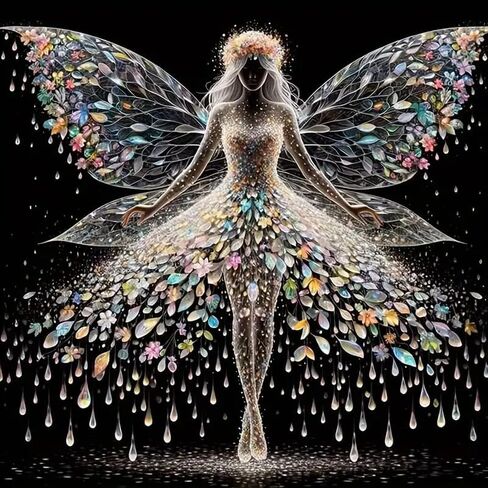 Diamond Art Painting Kits for Adults, Butterfly Fairy 5D Diamond Painting Dots Art Kits for Adults Beginner, DIY Flowers Full Round Gem Crystal Art paint by Diamond, Home Wall Decor 14x 14 In in Saudi Arabia