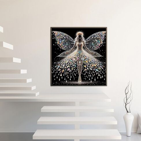 Diamond Art Painting Kits for Adults, Butterfly Fairy 5D Diamond Painting Dots Art Kits for Adults Beginner, DIY Flowers Full Round Gem Crystal Art paint by Diamond, Home Wall Decor 14x 14 In in Saudi Arabia