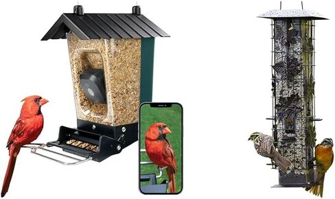 Perky-Pet Smart Bird Feeder with Camera - Squirrel-Resistant, 3.5 lb Feed Capacity, Motion Activated 1080p HD, Camera Bird Feeders for Outside, Wi-Fi in Kuwait