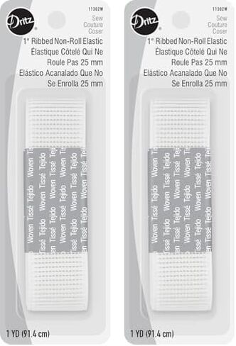 Dritz Ribbed Non-Roll Woven Inch by 1-Yard, White Elastic (Pack of 2) in Kuwait