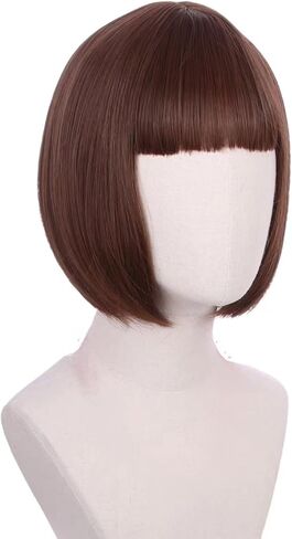 Kids Brown Bob Wig Girls Short Brown Wig with Bangs Child Dark Brown Halloween Cosplay Wigs for Kids in Kuwait