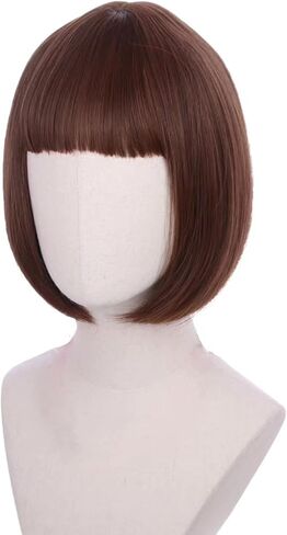 Kids Brown Bob Wig Girls Short Brown Wig with Bangs Child Dark Brown Halloween Cosplay Wigs for Kids in Kuwait