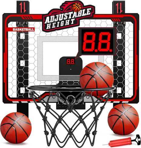 HopeRock Indoor Basketball Hoop Toys for Kids, Adjustable Height Basketball Hoop Over The Door, Mini Hoops with Scoreboard, Basketball Toys Christmas Birthday Gifts for Boys Age 4 5 6 7 8 9 10 11 12+ in Saudi Arabia