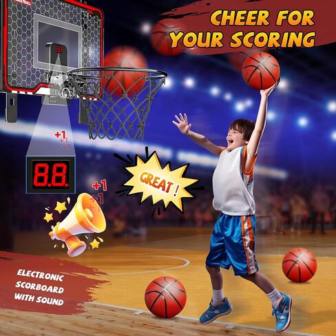 HopeRock Indoor Basketball Hoop Toys for Kids, Adjustable Height Basketball Hoop Over The Door, Mini Hoops with Scoreboard, Basketball Toys Christmas Birthday Gifts for Boys Age 4 5 6 7 8 9 10 11 12+ in Saudi Arabia