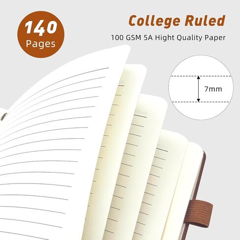 كتب دفتر جورنال جورنال المبطن للنساء والرجال ، قضت الكلية بالدفتر الغارد في العمل والملاحظات ، المجلات للكتابة ، 100 GSM ، الأعمال ، المدرسة ، 140 صفحة ، A5 (5.8 "× 8.5") - براون in Kuwait
