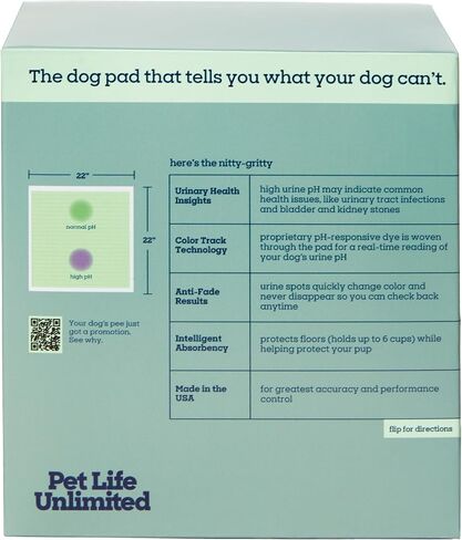 Pet Life Unlimited Health Tracker Large Puppy Pads, Pee Pads for Dogs, Dog Training Pads - pH Responsive Color-Track Technology Detects Common Health Issues - 22" x 22" - 20 Count (L) in Saudi Arabia