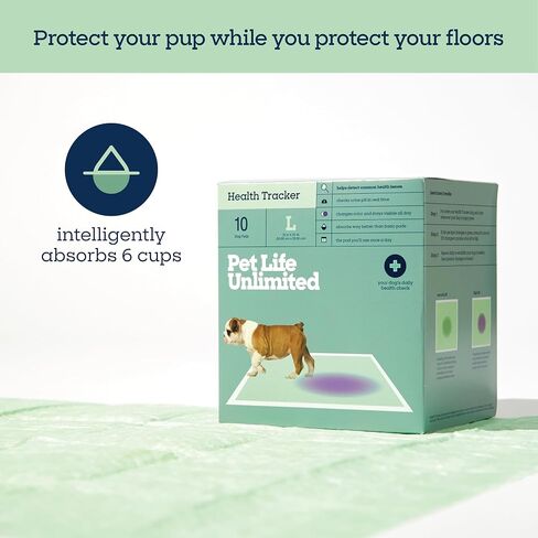 Pet Life Unlimited Health Tracker Large Puppy Pads, Pee Pads for Dogs, Dog Training Pads - pH Responsive Color-Track Technology Detects Common Health Issues - 22" x 22" - 20 Count (L) in Saudi Arabia