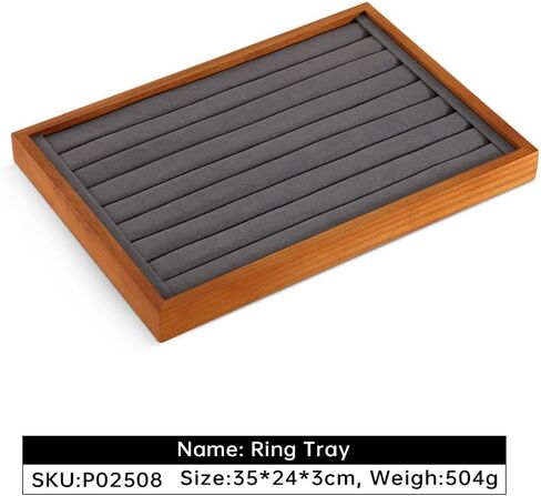 Ring Storage Tray, Wood Ring Tray For Jewelry,Black Earring Stud Organizer,Premium Jewelry Drawer Organizer in Kuwait