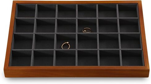 Ring Storage Tray, Wood Ring Tray For Jewelry,Black Earring Stud Organizer,Premium Jewelry Drawer Organizer in Kuwait