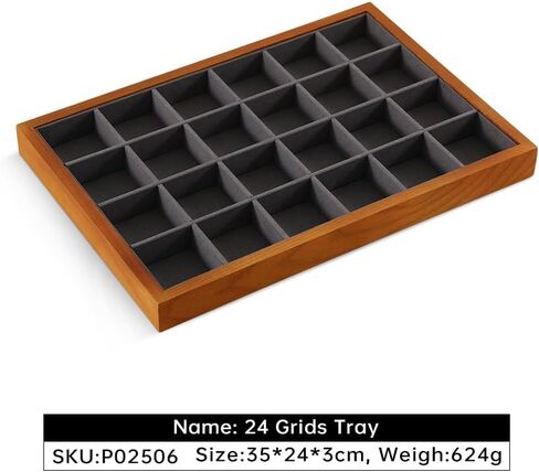 Ring Storage Tray, Wood Ring Tray For Jewelry,Black Earring Stud Organizer,Premium Jewelry Drawer Organizer in Kuwait