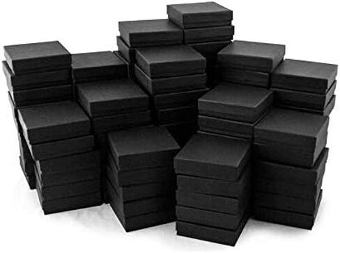 TheDisplayGuys - 25-Pack #53 Kraft Paper Cardboard Gift Boxes/Jewelry Cases w. Cotton Padding & Lid - Matte Black - (5.4" x 3.9" x 1.0") in Kuwait