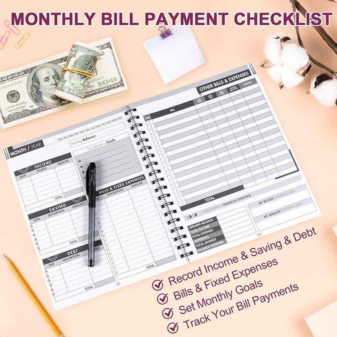 Monthly Bill Payment Checklist: Bill Tracker Notebook With Spiral Binding 8"x10" The 4-Year Guide for Families & Money Managers, 960 Billing Records Included (Plum) in Saudi Arabia