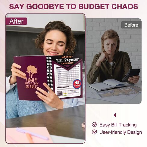 Monthly Bill Payment Checklist: Bill Tracker Notebook With Spiral Binding 8"x10" The 4-Year Guide for Families & Money Managers, 960 Billing Records Included (Plum) in Saudi Arabia