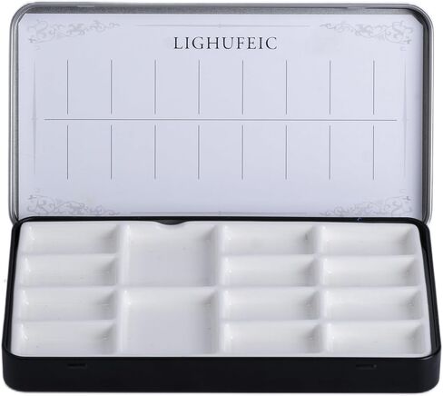 Travel Watercolor Palette,Portable Ceramic Palette with 14 Well,Metal Paint Box with Porcelain Palette(Silver Box) in Saudi Arabia