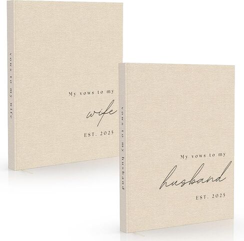 Books Wedding Fow Books His and Hers - 2 Pack Personaled 2025 Year Her & Hers Book - Linen Grandcover Bride and Groom Notebook for Ceremony Prows - Pondmark & ​​Cinible Pages - Renewal & Wedding يجب أن يكون in Kuwait