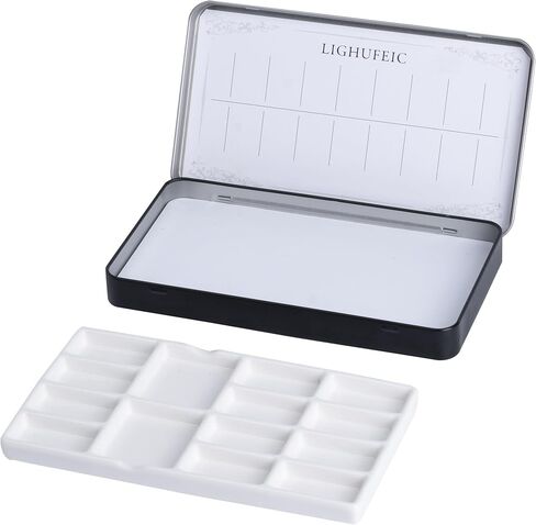 Travel Watercolor Palette,Portable Ceramic Palette with 14 Well,Metal Paint Box with Porcelain Palette(Silver Box) in Saudi Arabia