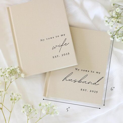 Books Wedding Fow Books His and Hers - 2 Pack Personaled 2025 Year Her & Hers Book - Linen Grandcover Bride and Groom Notebook for Ceremony Prows - Pondmark & ​​Cinible Pages - Renewal & Wedding يجب أن يكون in Kuwait