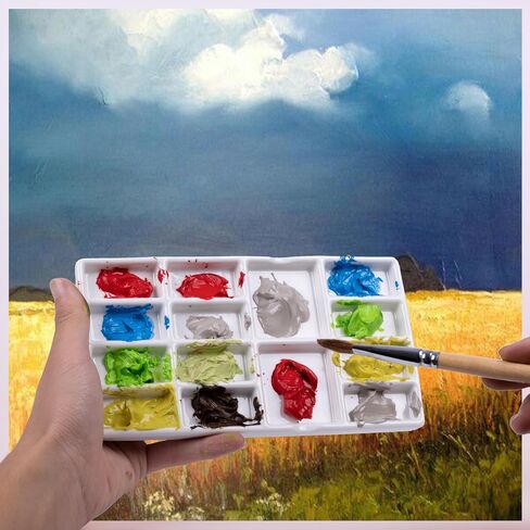 Travel Watercolor Palette,Portable Ceramic Palette with 14 Well,Metal Paint Box with Porcelain Palette(Silver Box) in Saudi Arabia