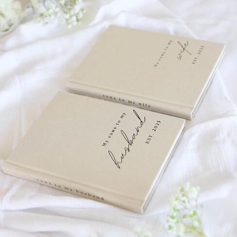 Books Wedding Fow Books His and Hers - 2 Pack Personaled 2025 Year Her & Hers Book - Linen Grandcover Bride and Groom Notebook for Ceremony Prows - Pondmark & ​​Cinible Pages - Renewal & Wedding يجب أن يكون in Kuwait