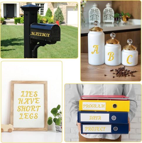 10 أوراق ملصقات Gold Letter Glitter 520 PCS Capital Alphabet Stickers Vinyl Self Reshesive Stick on Letters for Bottle Scrapbooking Mailbox Bulletin Bulletin Travening (الذهب ، 1 بوصة 2 بوصة) in Kuwait