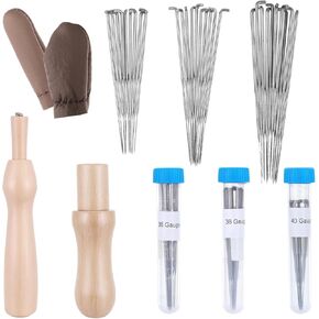 Needle Felting Tools 3 Sizes Felting Needles 30 Pcs Wool Felt Supplies Tools 2 Wooden Handles Needle with Fingercots Bottles Starter Kit Suitable for Making Animals Painting Handicraft